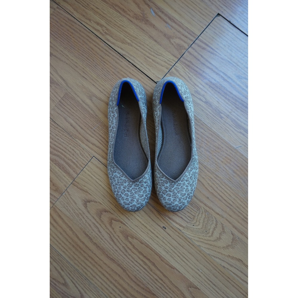 Rothy's The Flat Fawn Leopard Print Knit Round Toe Washable flat Shoes  7.5